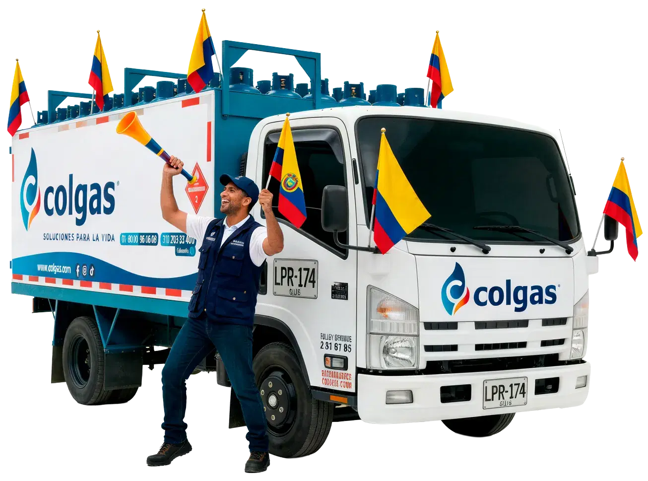Camión Colgas con banderas de Colombia