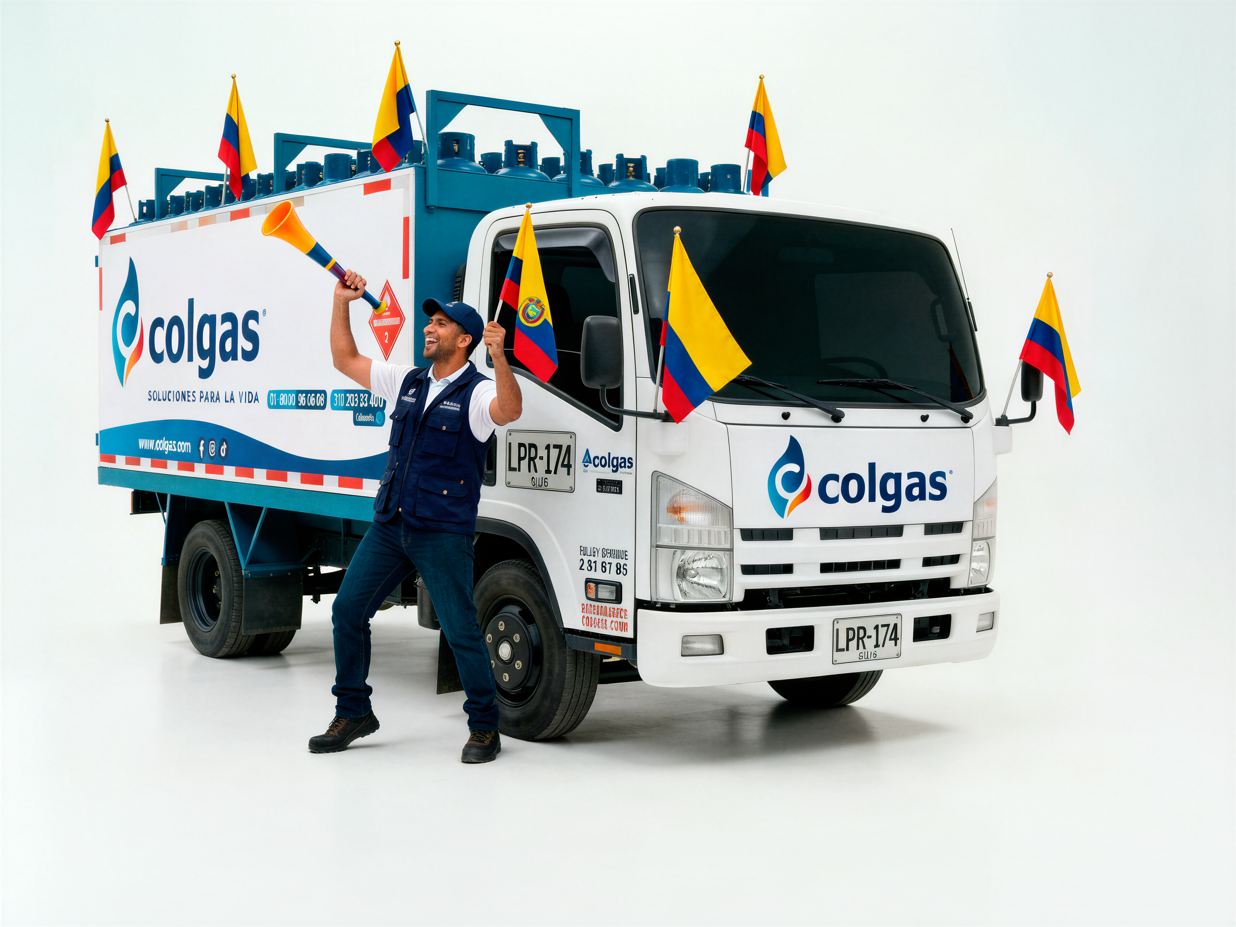 Camión Colgas con banderas de Colombia