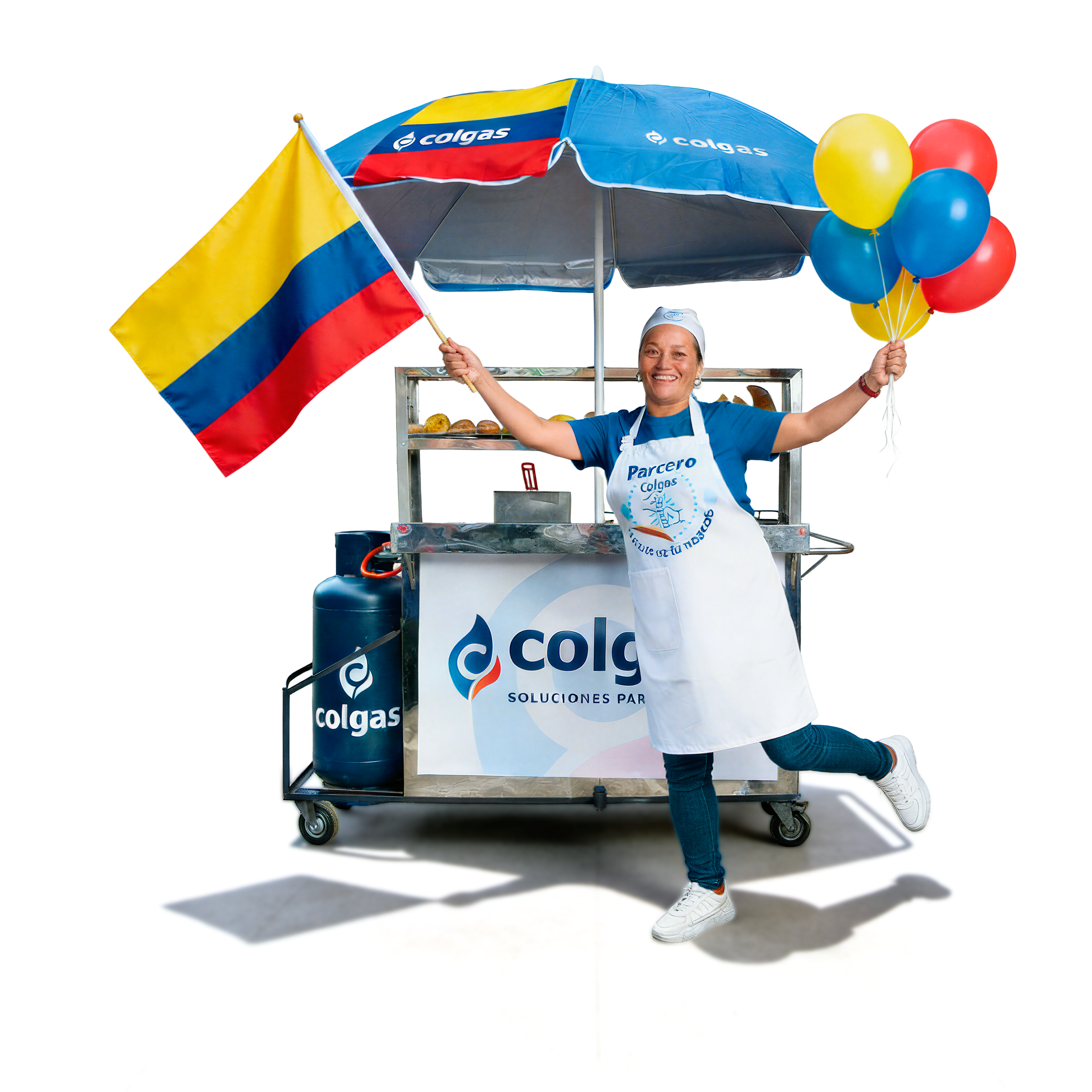 Parcera Colgas con cilindro y bandera de Colombia